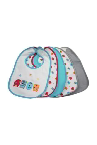 5 bavoirs - Turquoise et blanc