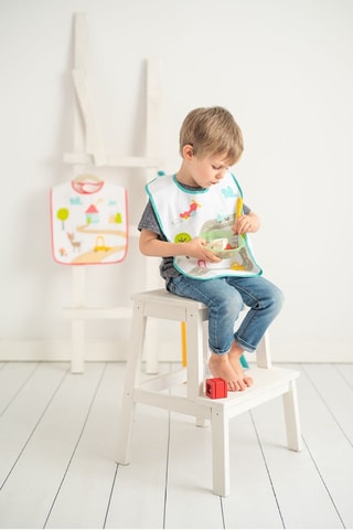 Bavoir - Blanc et turquoise