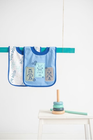 2 bavoirs - Bleu et blanc