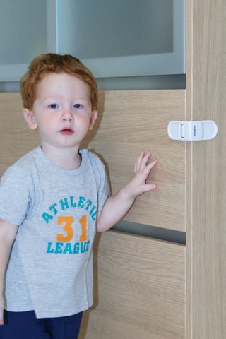 Loquet de sécurité pour tiroirs et placards - Blanc