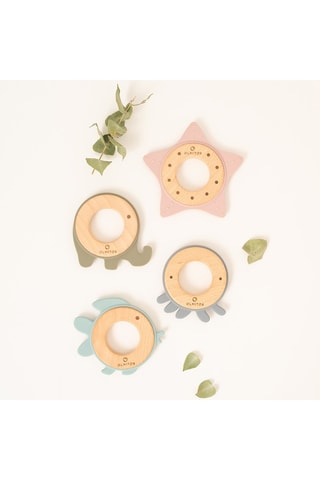 Anneau de dentition en silicone et hêtre