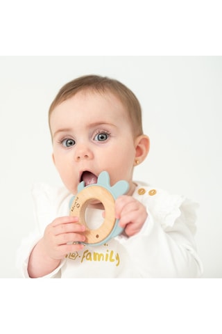 Anneau de dentition en silicone et hêtre