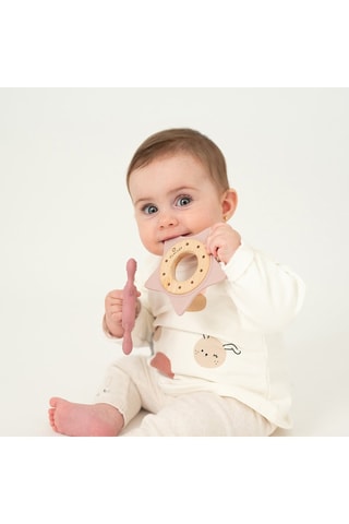 Anneau de dentition en silicone et hêtre