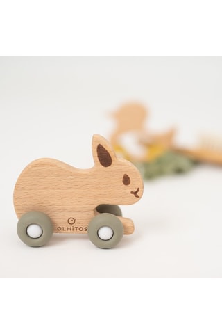 Lapin à roulettes en hêtre - Dès 4 mois