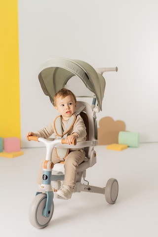 Tricycle évolutif multifonction - Blanc et bleu cobalt - Dès 12 mois - Jusqu’à 25 kg