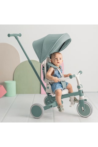 Tricycle évolutif multifonction - Blanc et vert d'eau - Dès 12 mois - Jusqu’à 25 kg