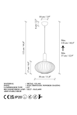 Candeeiro suspenso Asker - Preto - 40 W