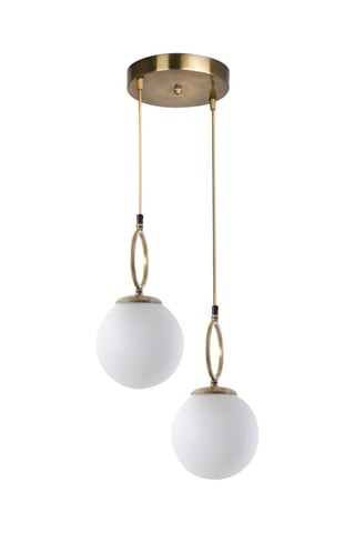 Candeeiro suspenso Morino - Branco e dourado - 2 x 60 W