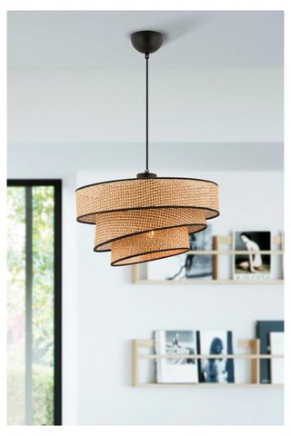 Candeeiro suspenso Couper Hazeran - Preto e bege - 45 - 60W