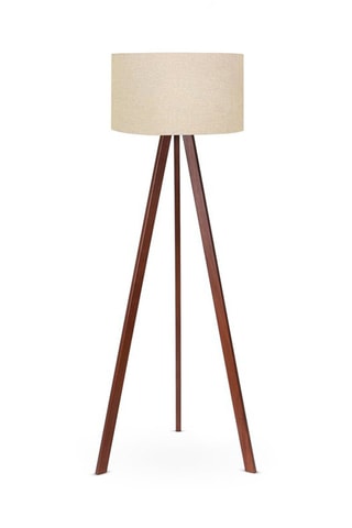 Lampadaire avec étagère en bois de hêtre Sorti 8743-4 - Naturel et noir - 60 W