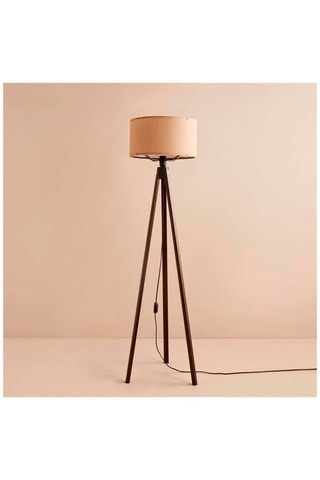 Lampadaire en bois - Naturel et crème - 60 W - 140 cm