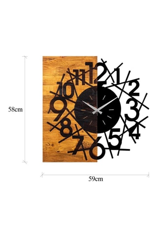 Relógio de parede Wooden Clock - 59 x 58 cm - Preto e natural