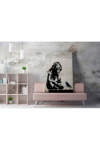 Quadro "Jeune fille à l'oiseau bleu" Banksy