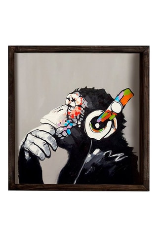 Pintura decorativa com moldura em MDF Isabelle - 34 x 34 cm