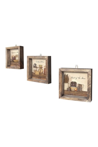 3 quadros em pinho - Natural