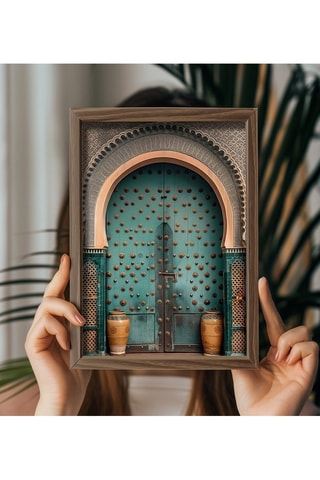 Pintura decorativa emoldurada em MDF Xavierr - 35 x 47 cm