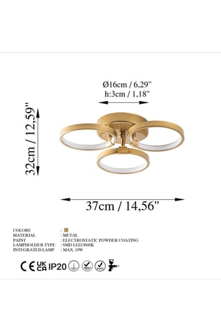 Candeeiro de teto LED Halka -  Dourado - 18 W