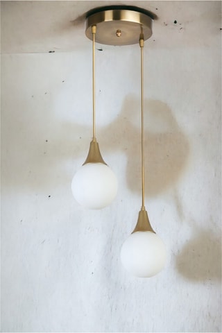 Candeeiro suspenso Afra 2 - Dourado e branco - 2 x 60 W