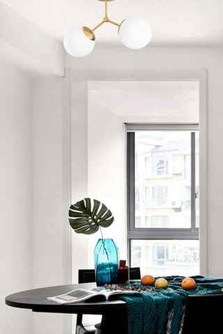 Candeeiro suspenso Damar - Dourado e branco - 2 x 100 W