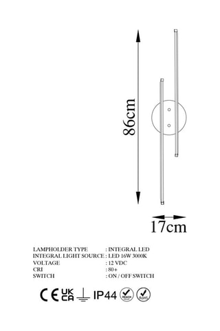 Aplique de parede Umut - Preto - 16 W