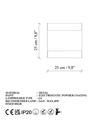Aplique de parede Bera - Preto - 2 x 10 W
