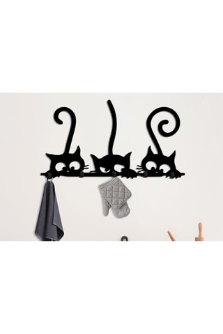 Bengaleiro de parede Hidden Cats Preto