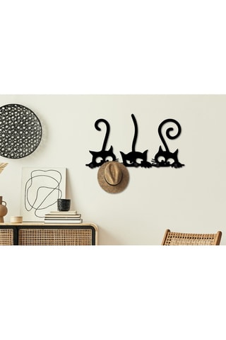 Bengaleiro de parede Hidden Cats Preto