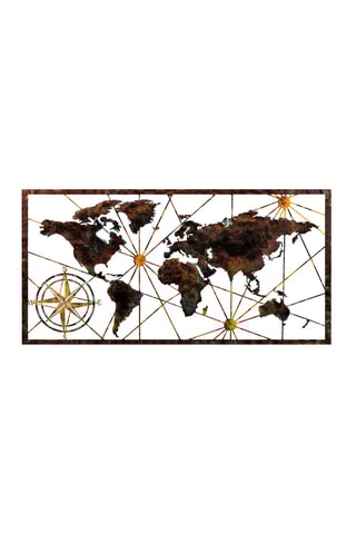 Décoration murale World Map - 120 x 60 cm - Marron