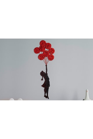 Decoração de parede "La Petite Fille au Ballon" de Banksy - 100 x 34 cm - Preto e vermelho