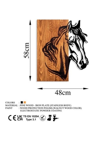 Decoração de parede de madeira - Natural e preto - 48 x 58 cm