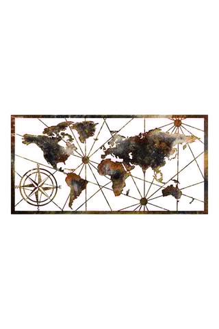 Decoração de parede World Map Large - 120 x 60 cm - Castanho
