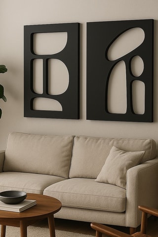 2 decorações de parede - 50 x 70 cm - Preto