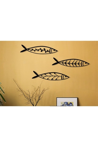 Decoração de parede Hamsi - Preto - 32 x 8 x 0,12 cm