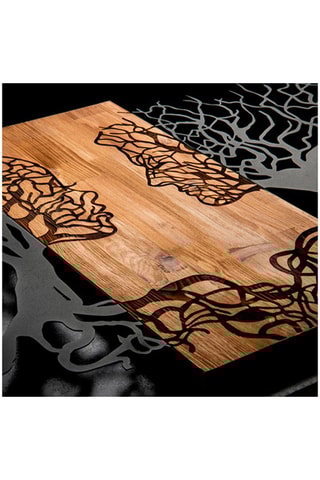 Decoração de parede em madeira - 92 x 58 x 3 cm - Natural e preto -