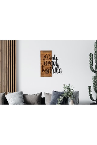 Decoração de parede Dont Forget To Smile - 47 x 58 cm - Preto e natural