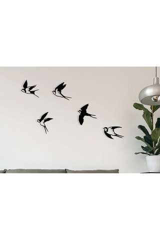 Decoração de parede 5 pássaros - 27 x 26 cm - 29 x 26,5 cm - 31 x 19 cm - 24 x 32 cm - 29 x 31,5 cm - Preto