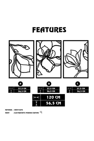 3 decorações de parede Adda - Preto - 120 x 56,5 cm