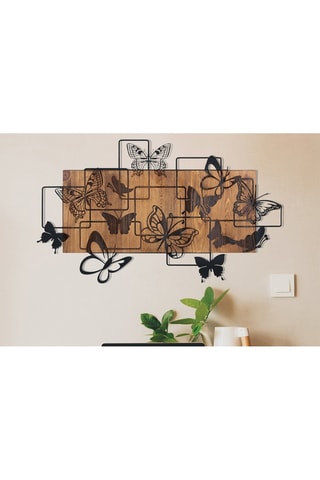 Decoração de parede em madeira Legendary - 73 x 42,5 cm - Preto e natural