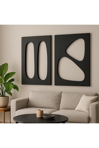 2 decorações de parede - 50 x 70 cm - Preto