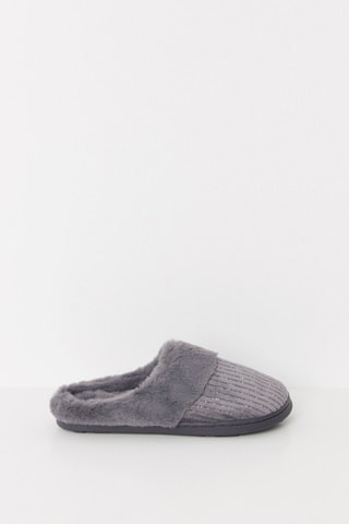 Gevoerde Velours Pantoffels - Donkergrijs