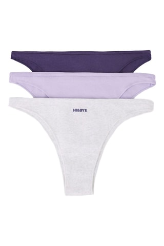 3 Tanga’s - Paars en Gemêleerd Lichtgrijs