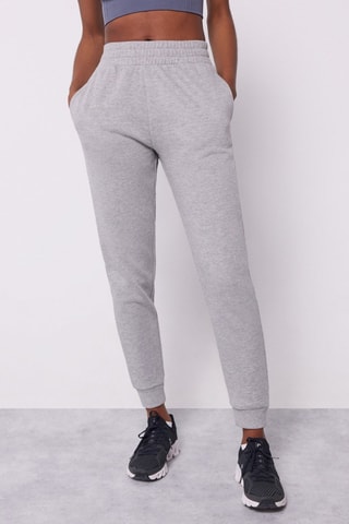 Fleece Joggingbroek Hoge Taille - Gemêleerd Lichtgrijs