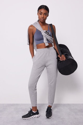 Fleece Joggingbroek Hoge Taille - Gemêleerd Lichtgrijs