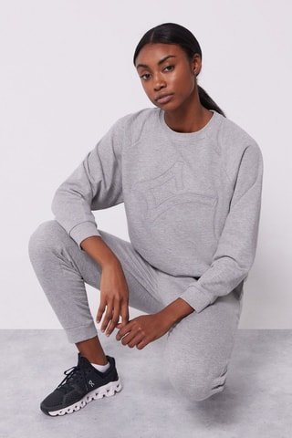 Fleece Joggingbroek Hoge Taille - Gemêleerd Lichtgrijs