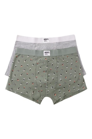 2 Boxers - Kaki en Grijs