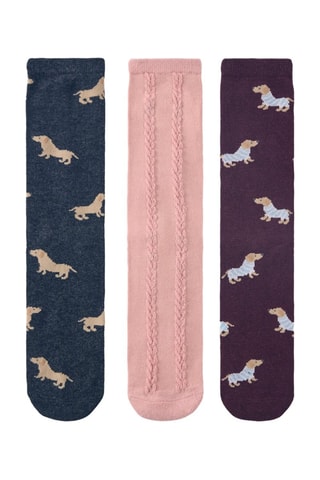 3 Paar Sokken - zwart en poederroze