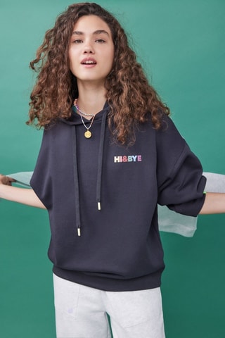 Sweater met Capuchon - Zwart en Hemelsblauw