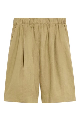 Linnen Bermuda Hoge Taille - Kaki