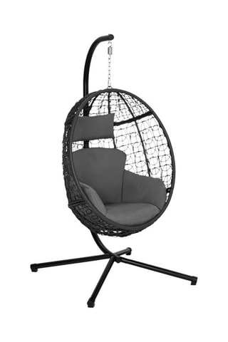Fauteuil œuf suspendu avec coussin - Noir et gris