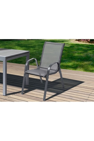 Chaises de jardin empilables en textilène gris anthracite - lot de 6
